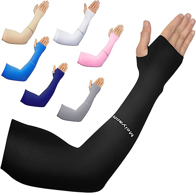 Meiyante Arm Sleeves for Men Women Work 1 Pair UV Sun Protection UPF Long Sleeves Tattoo Cover Up Sleeves to Cover Arm Sleeves Cooling (Amazon Arm Sleeves)