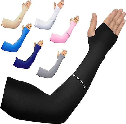 Meiyante Arm Sleeves for Men Women Work 1 Pair UV Sun Protection UPF Long Sleeves Tattoo Cover Up Sleeves to Cover Arm Sleeves Cooling (Amazon Arm Sleeves)