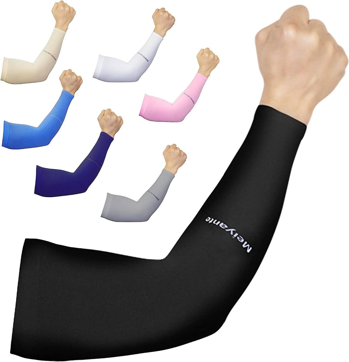 Meiyante Arm Sleeves for Men Women Work 1 Pair UV Sun Protection UPF Long Sleeves Tattoo Cover Up Sleeves to Cover Arm Sleeves Cooling (Amazon Arm Sleeves)