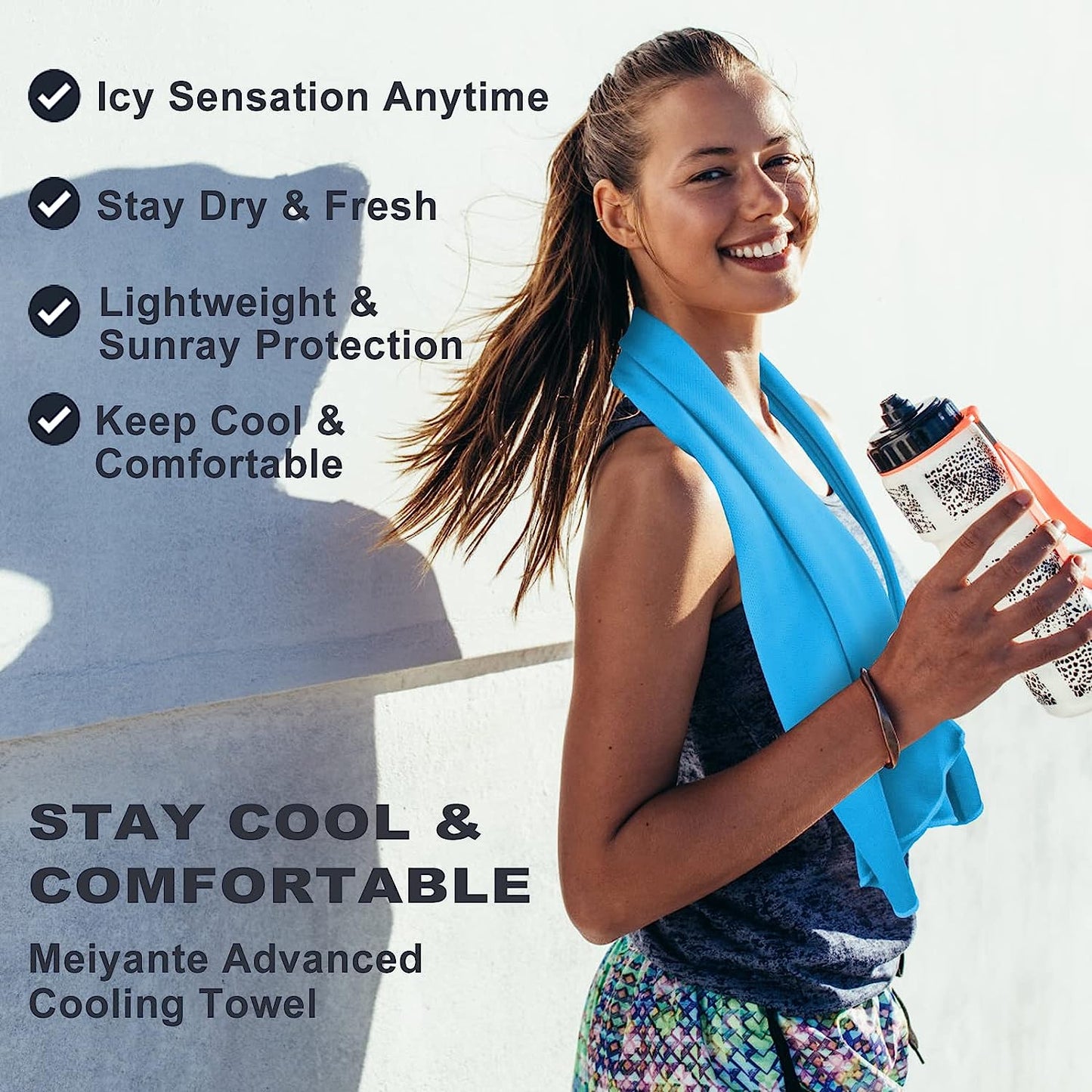 Meiyane Cooling Towels for Neck and Face 15.7" x 43.3" Cooling Towel for Hot Weather Quick Dry Workout Sweat Towel for Gym Soft Breathable Microfiber Towel for Fitness Workout Camping Yoga Women Man (Amazon Cooling Towels)