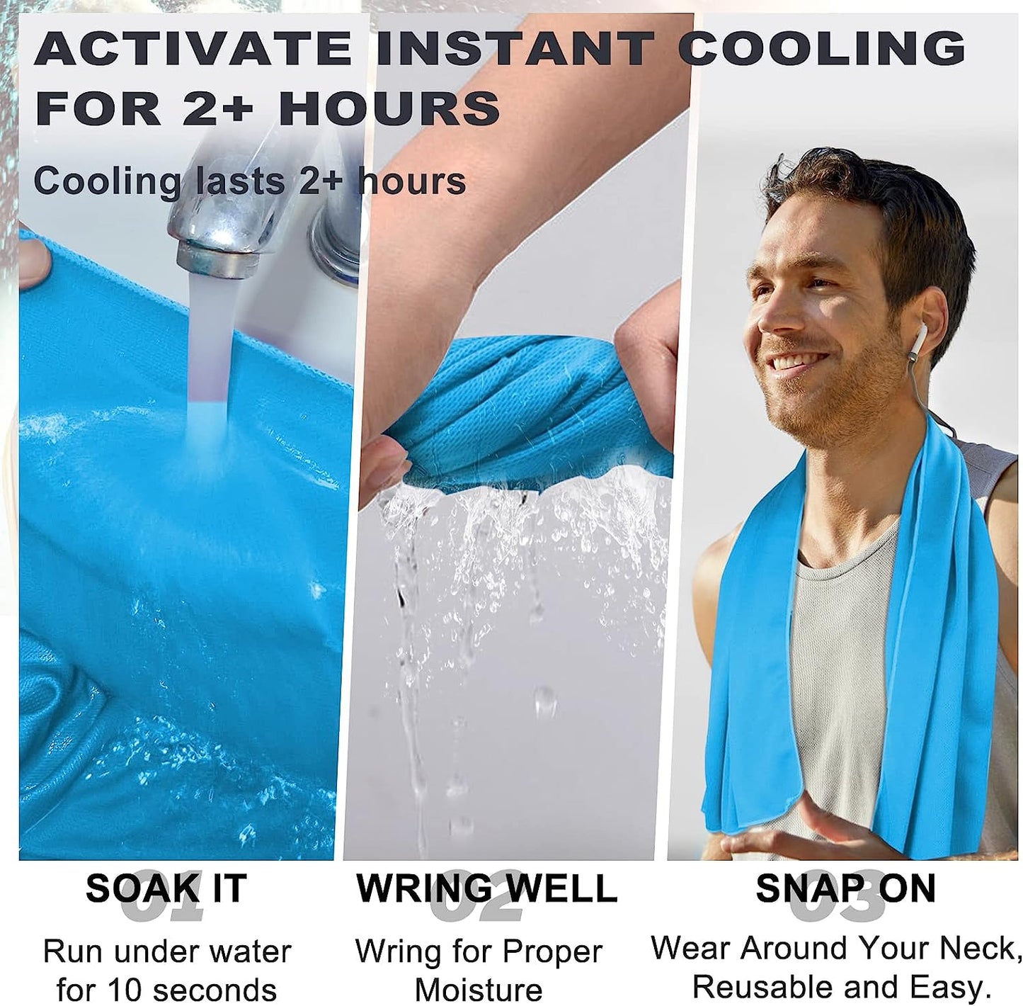 Meiyane Cooling Towels for Neck and Face 15.7" x 43.3" Cooling Towel for Hot Weather Quick Dry Workout Sweat Towel for Gym Soft Breathable Microfiber Towel for Fitness Workout Camping Yoga Women Man (Amazon Cooling Towels)