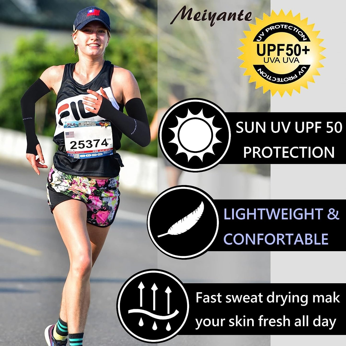 Meiyante Arm Sleeves for Men Women Work 1 Pair UV Sun Protection UPF Long Sleeves Tattoo Cover Up Sleeves to Cover Arm Sleeves Cooling (Amazon Arm Sleeves)