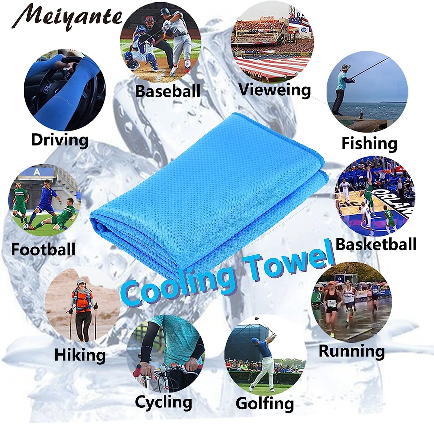 Meiyane Cooling Towels for Neck and Face 15.7" x 43.3" Cooling Towel for Hot Weather Quick Dry Workout Sweat Towel for Gym Soft Breathable Microfiber Towel for Fitness Workout Camping Yoga Women Man (Amazon Cooling Towels)