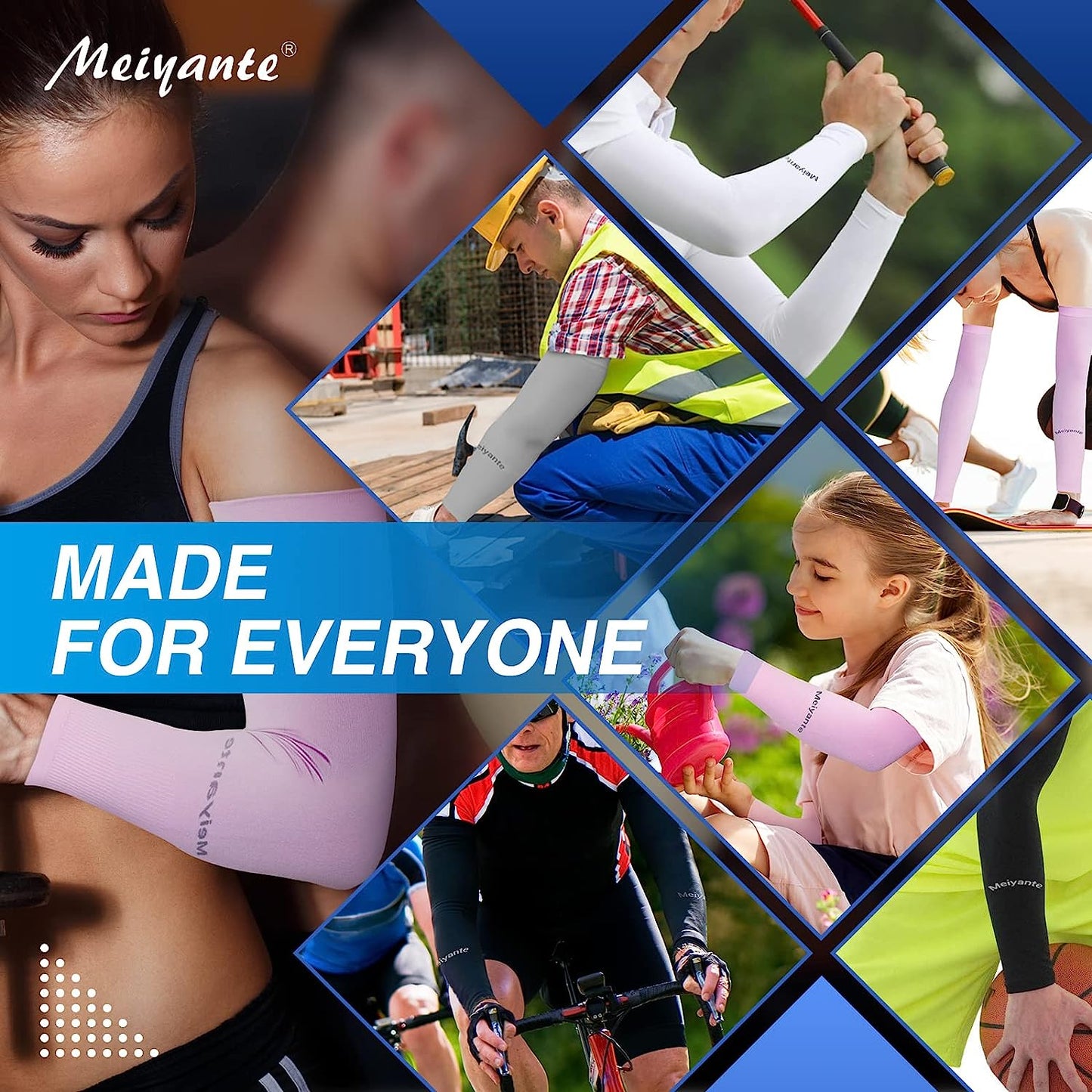 Meiyante Arm Sleeves for Men Women Work 1 Pair UV Sun Protection UPF Long Sleeves Tattoo Cover Up Sleeves to Cover Arm Sleeves Cooling (Amazon Arm Sleeves)