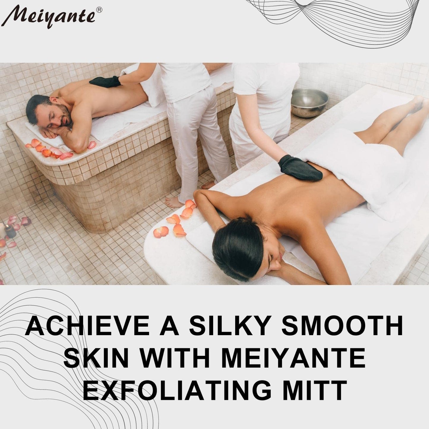 Meiyante Korean Exfoliating Mitts (2pcs White L) Microdermabrasion at Home Exfoliating Gloves Visibly Lift Away Dead Skin, Great for Spray Tan Removal or Keratosis Pilaris Made of 100% Viscose Fiber