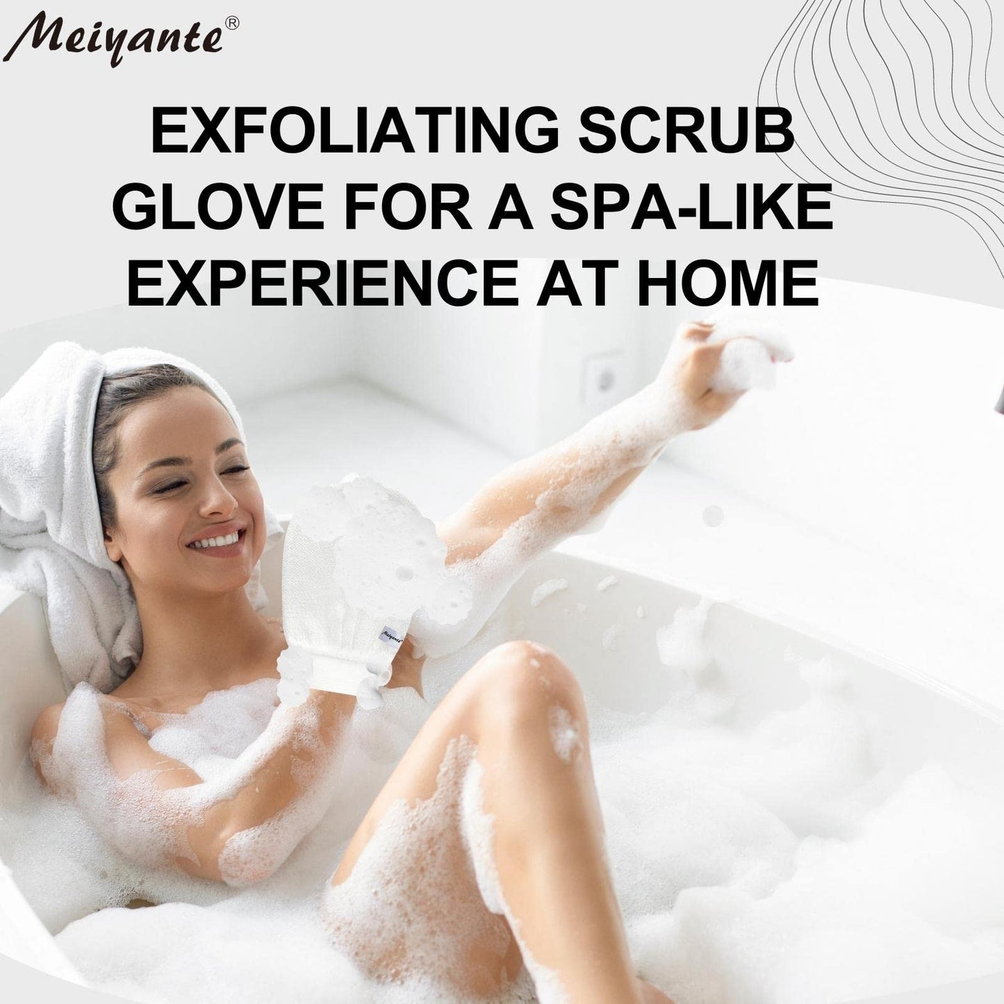 Meiyante Korean Exfoliating Mitts (2pcs White L) Microdermabrasion at Home Exfoliating Gloves Visibly Lift Away Dead Skin, Great for Spray Tan Removal or Keratosis Pilaris Made of 100% Viscose Fiber