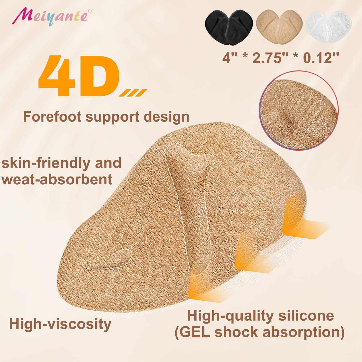 Metatarsal Pads Women | Heel Inserts for Women | Ball of Foot Cushions (2 Pairs Foot Pads) All Day Pain Relief and Comfort One Size Fits Shoe Inserts for Women Foot Pads Metatarsal Pads Women