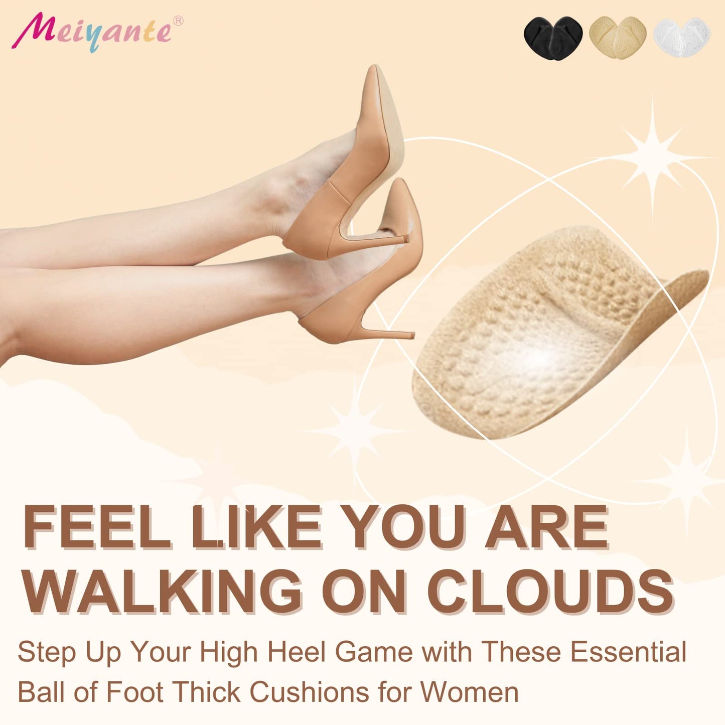 Metatarsal Pads Women | Heel Inserts for Women | Ball of Foot Cushions (2 Pairs Foot Pads) All Day Pain Relief and Comfort One Size Fits Shoe Inserts for Women Foot Pads Metatarsal Pads Women