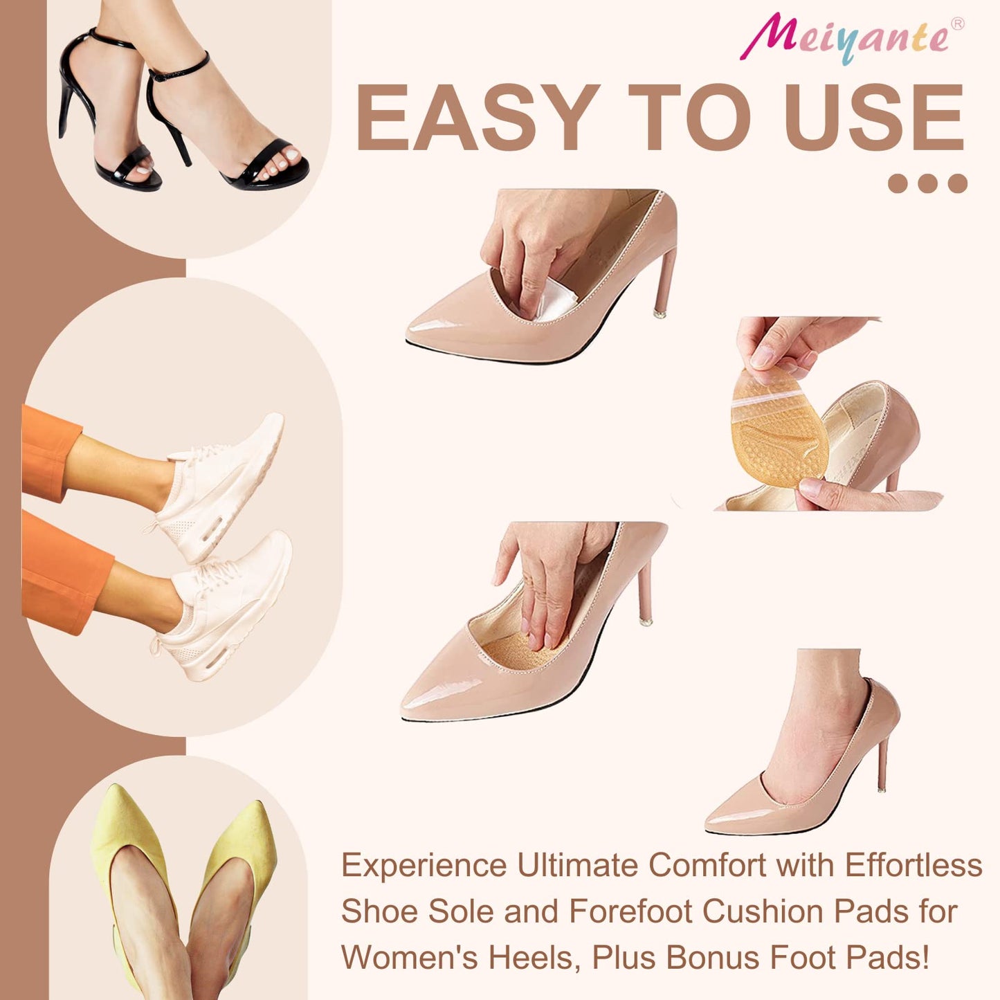 Metatarsal Pads Women | Heel Inserts for Women | Ball of Foot Cushions (2 Pairs Foot Pads) All Day Pain Relief and Comfort One Size Fits Shoe Inserts for Women Foot Pads Metatarsal Pads Women