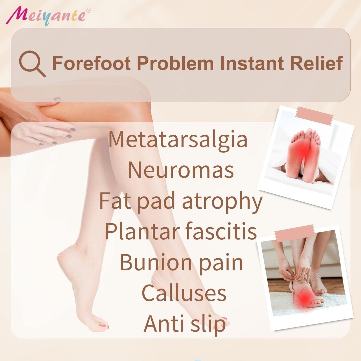 Metatarsal Pads Women | Heel Inserts for Women | Ball of Foot Cushions (2 Pairs Foot Pads) All Day Pain Relief and Comfort One Size Fits Shoe Inserts for Women Foot Pads Metatarsal Pads Women