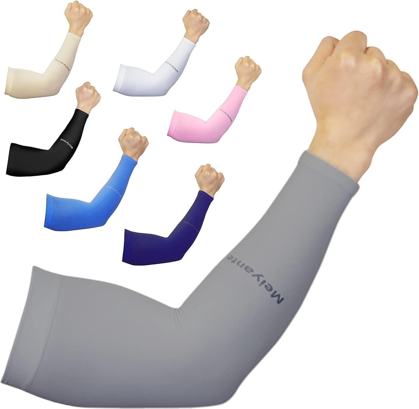 Meiyante Arm Sleeves for Men Women Work 1 Pair UV Sun Protection UPF Long Sleeves Tattoo Cover Up Sleeves to Cover Arm Sleeves Cooling (Amazon Arm Sleeves)