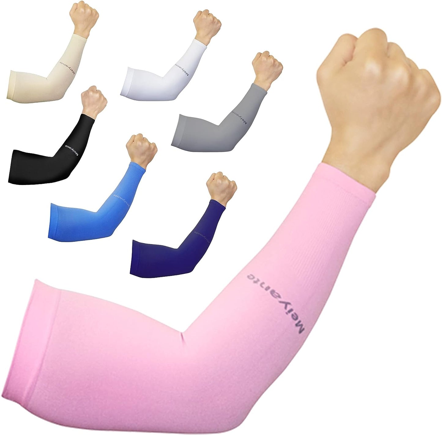 Meiyante Arm Sleeves for Men Women Work 1 Pair UV Sun Protection UPF Long Sleeves Tattoo Cover Up Sleeves to Cover Arm Sleeves Cooling (Amazon Arm Sleeves)