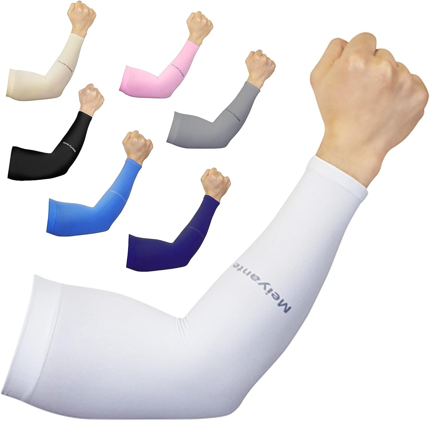 Meiyante Arm Sleeves for Men Women Work 1 Pair UV Sun Protection UPF Long Sleeves Tattoo Cover Up Sleeves to Cover Arm Sleeves Cooling (Amazon Arm Sleeves)