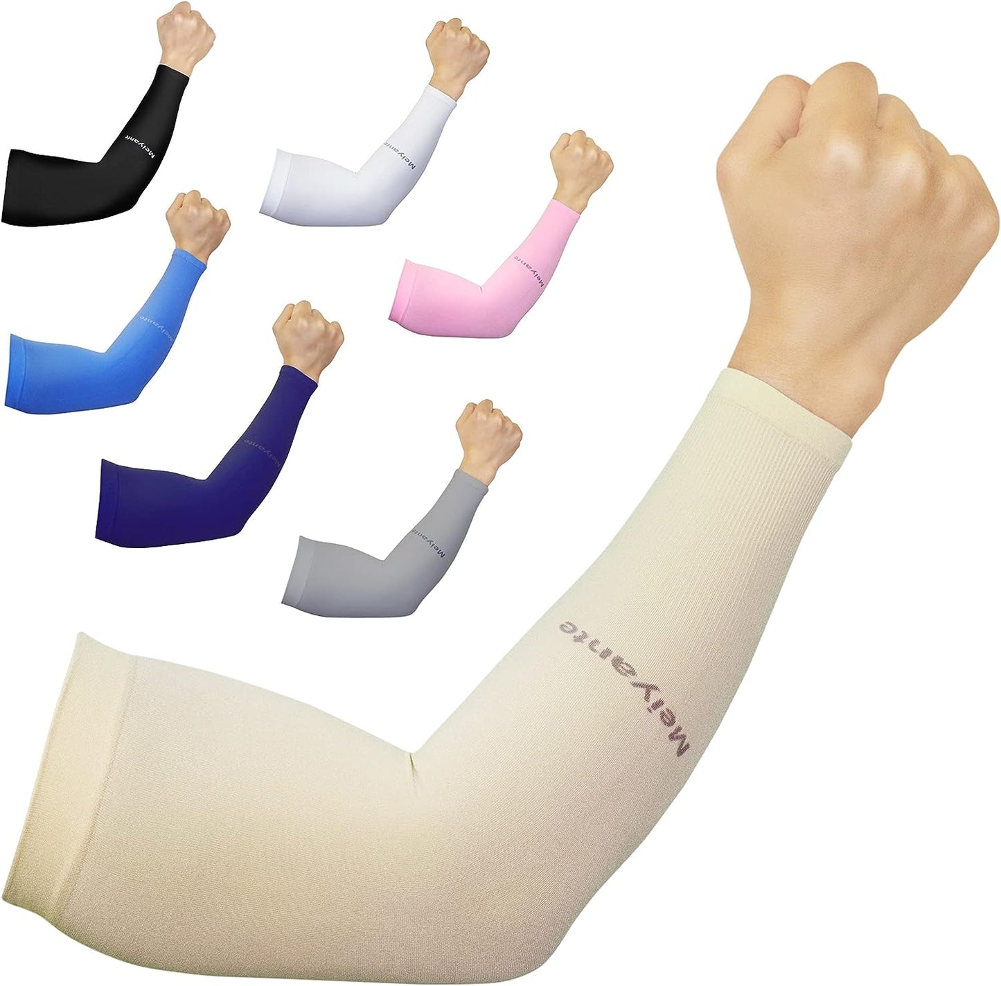Meiyante Arm Sleeves for Men Women Work 1 Pair UV Sun Protection UPF Long Sleeves Tattoo Cover Up Sleeves to Cover Arm Sleeves Cooling (Amazon Arm Sleeves)