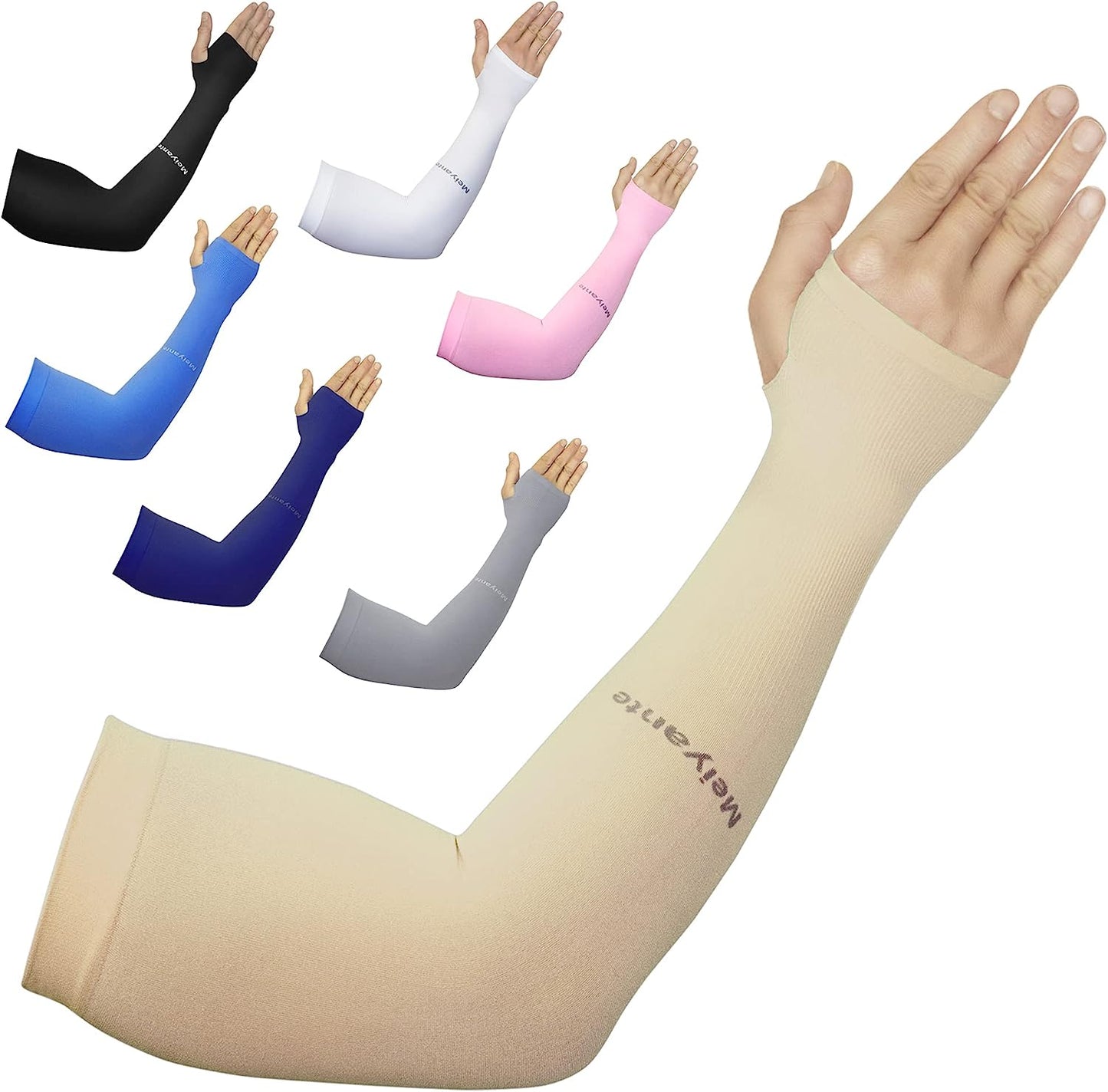 Meiyante Arm Sleeves for Men Women Work 1 Pair UV Sun Protection UPF Long Sleeves Tattoo Cover Up Sleeves to Cover Arm Sleeves Cooling (Amazon Arm Sleeves)