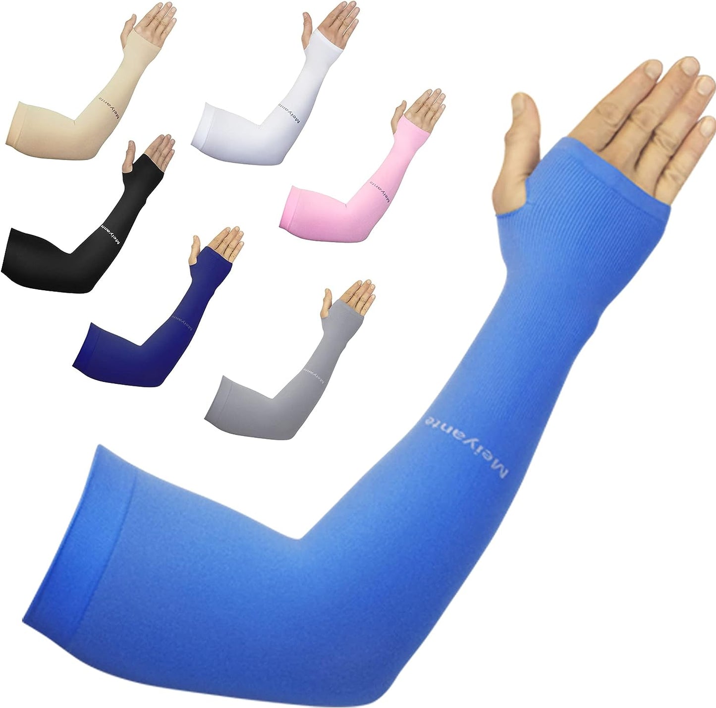 Meiyante Arm Sleeves for Men Women Work 1 Pair UV Sun Protection UPF Long Sleeves Tattoo Cover Up Sleeves to Cover Arm Sleeves Cooling (Amazon Arm Sleeves)