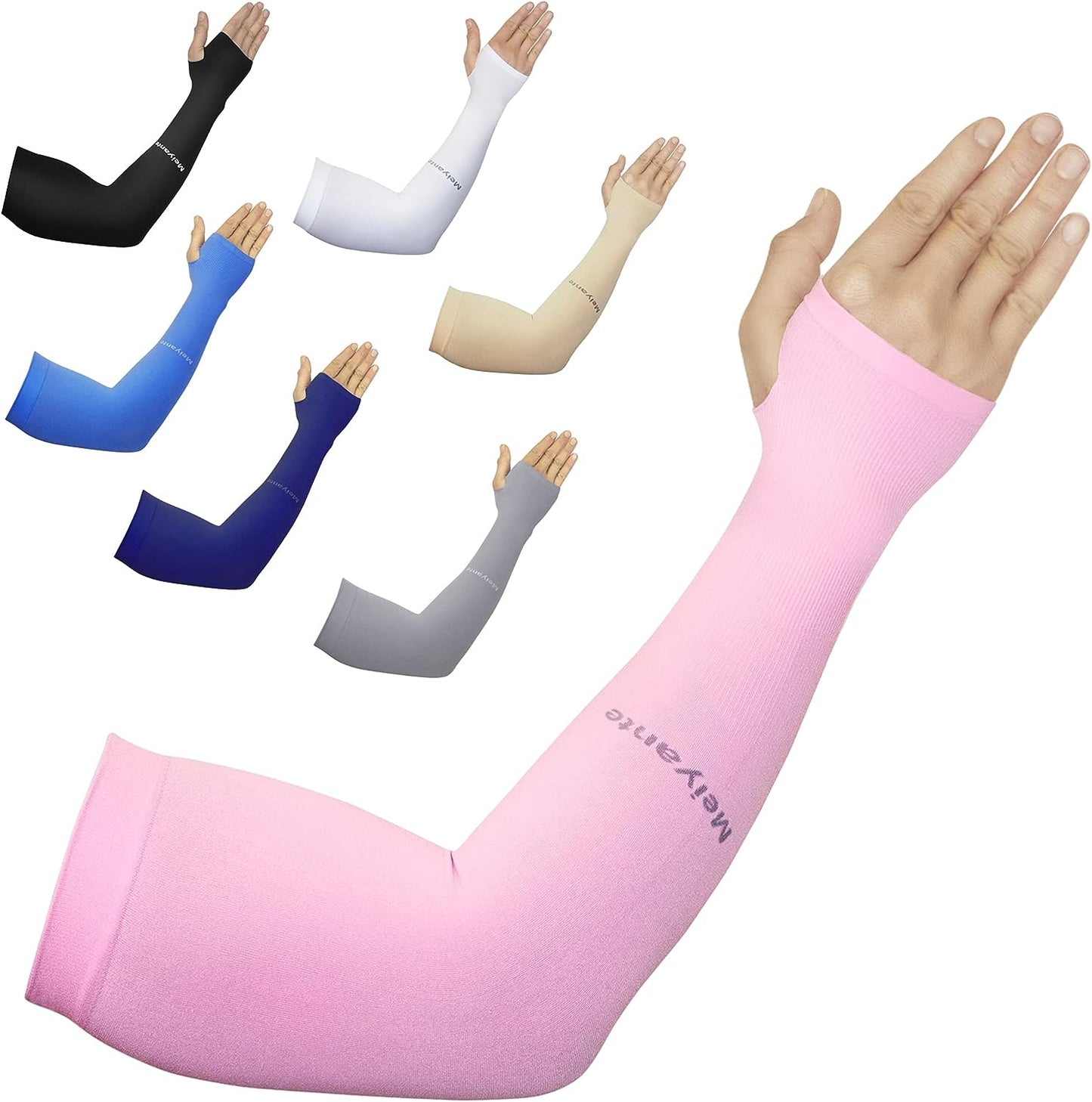 Meiyante Arm Sleeves for Men Women Work 1 Pair UV Sun Protection UPF Long Sleeves Tattoo Cover Up Sleeves to Cover Arm Sleeves Cooling (Amazon Arm Sleeves)