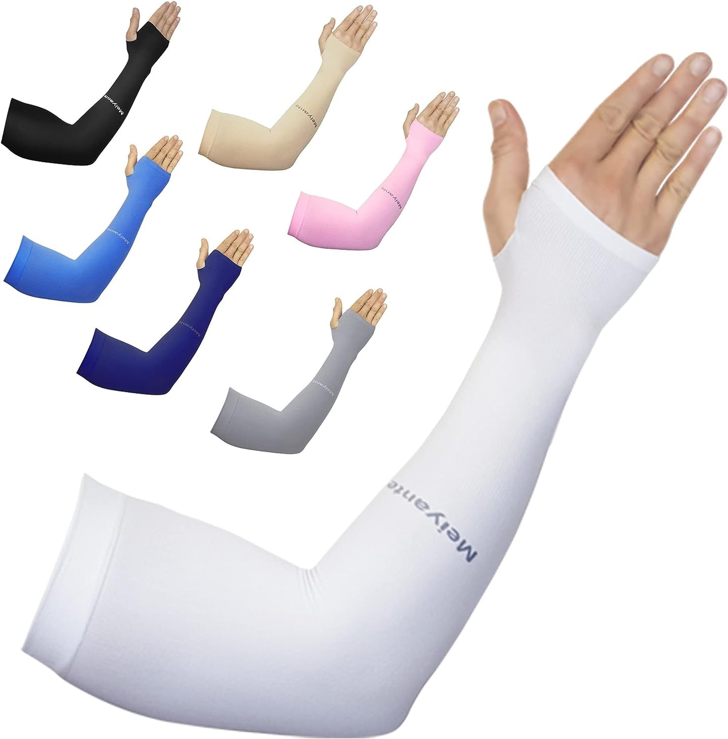 Meiyante Arm Sleeves for Men Women Work 1 Pair UV Sun Protection UPF Long Sleeves Tattoo Cover Up Sleeves to Cover Arm Sleeves Cooling (Amazon Arm Sleeves)