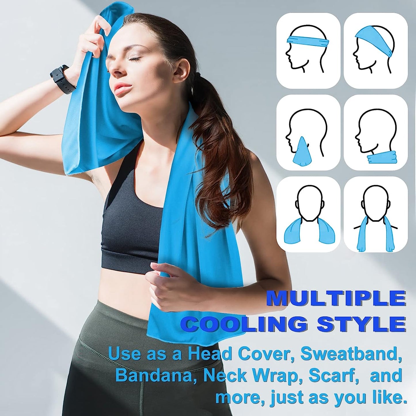 Meiyane Cooling Towels for Neck and Face 15.7" x 43.3" Cooling Towel for Hot Weather Quick Dry Workout Sweat Towel for Gym Soft Breathable Microfiber Towel for Fitness Workout Camping Yoga Women Man (Amazon Cooling Towels)