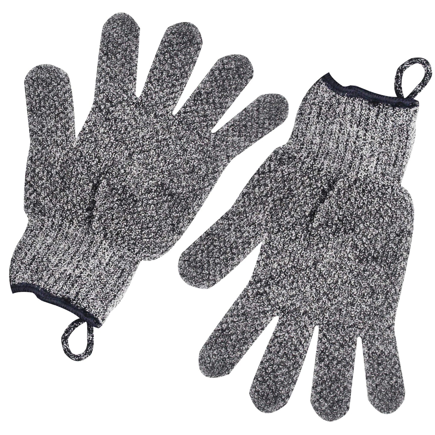 Meiyante Exfoliating Gloves with Hanging Loop – 1 Pair Bamboo Charcoal Bath & Shower Scrub Gloves, Dead Skin & Ingrown Hair Remover