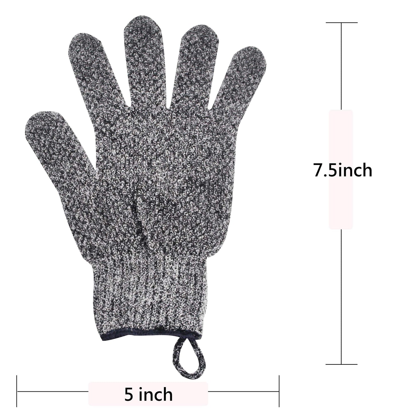 Meiyante Exfoliating Gloves with Hanging Loop – 1 Pair Bamboo Charcoal Bath & Shower Scrub Gloves, Dead Skin & Ingrown Hair Remover